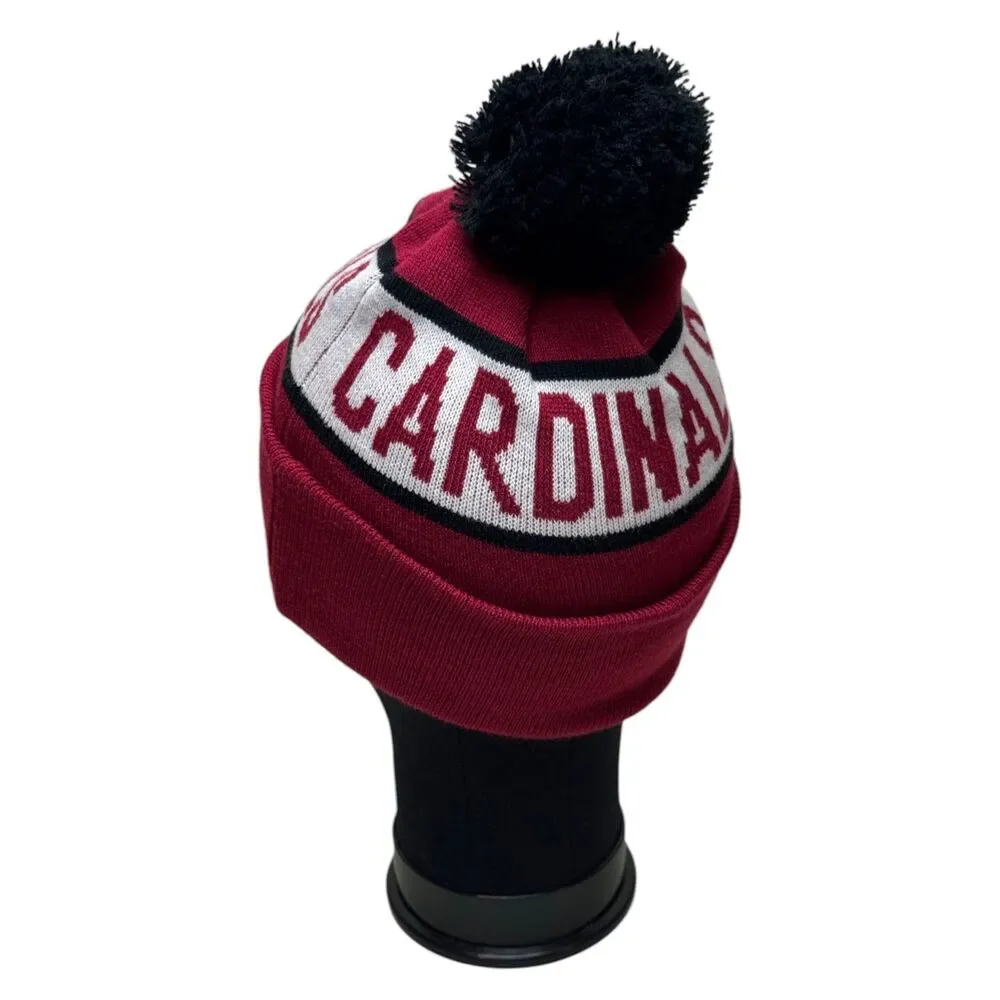 Arizona Cardinals NFL Mens Logo Repeat Cuffed Knit Pom Beanie Hat Red Black OSFM